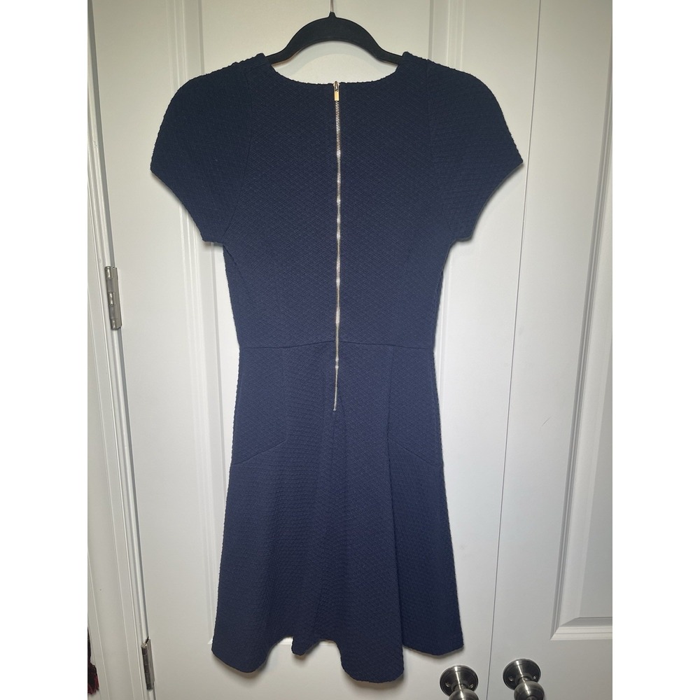 Womens Banana Republic Navy Blue Zipper Cap Sleeve A‎ Line  Dress Size 0 - Picture 4 of 11
